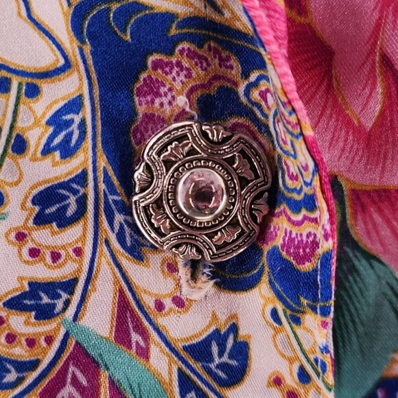 Vintage Victoria's Secret Gold Label Satin Floral Button Sleep Shirt Small - Picture 6 of 15